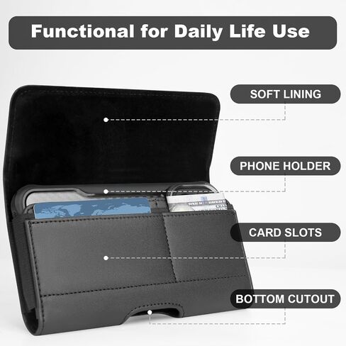 Phone Holster for iPhone 16 Pro Max, 15 Pro Max, 14 Pro Max 13 12 Pro Max Belt PU Leather - Cell Phone Belt Holder for iPhone 16 15 Plus for Men, Daily & Work Use, Yogdnra in Saudi Arabia