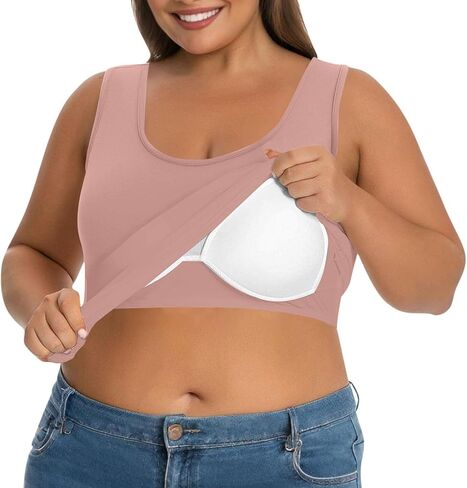 Womens Tank Tops with Built in Bra Plus Size Padded Stretchy Sports Shirt Workout Yoga Basic Undershirt in Saudi Arabia