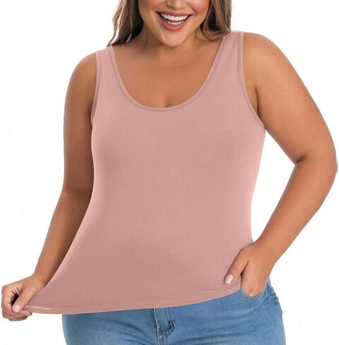 Womens Tank Tops with Built in Bra Plus Size Padded Stretchy Sports Shirt Workout Yoga Basic Undershirt in Saudi Arabia