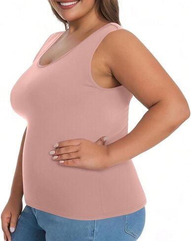 Womens Tank Tops with Built in Bra Plus Size Padded Stretchy Sports Shirt Workout Yoga Basic Undershirt in Saudi Arabia