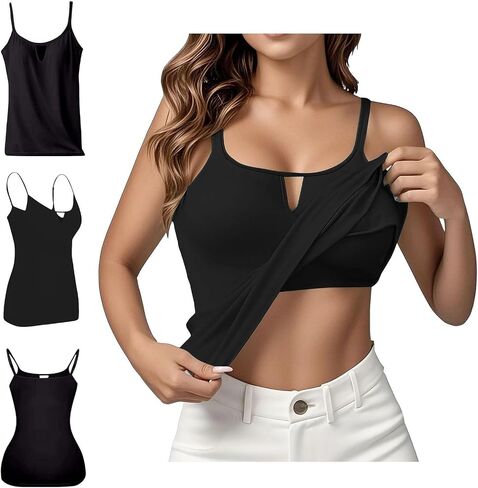 Womens Tank Tops with Built in Bra Plus Size Padded Stretchy Sports Shirt Workout Yoga Basic Undershirt in Saudi Arabia