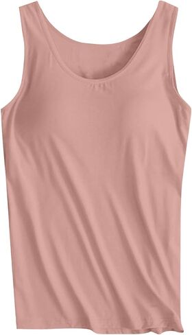 Womens Tank Tops with Built in Bra Plus Size Padded Stretchy Sports Shirt Workout Yoga Basic Undershirt in Saudi Arabia