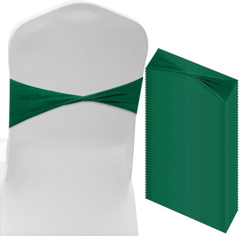 50-Pack Grass Green Polyester Spandex Chair Sashes, Stretchable Chair Bands for Wedding/Banquet/Party/Ceremony Event Decoration in Saudi Arabia