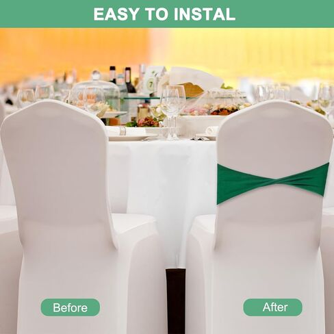 50-Pack Grass Green Polyester Spandex Chair Sashes, Stretchable Chair Bands for Wedding/Banquet/Party/Ceremony Event Decoration in Saudi Arabia