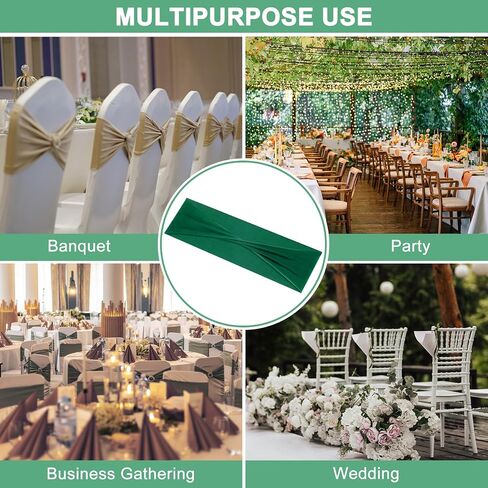 50-Pack Grass Green Polyester Spandex Chair Sashes, Stretchable Chair Bands for Wedding/Banquet/Party/Ceremony Event Decoration in Saudi Arabia
