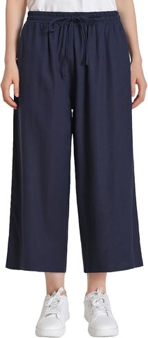 Weintee Women's Lightweight Linen Capri Pants Summer Capris Wide in Saudi Arabia