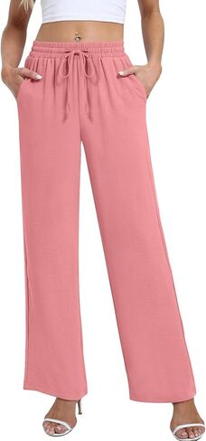 Yicro Womens High Waisted Wide Leg Pants with Pockets Casual Loose Palazzo Trousers in Saudi Arabia