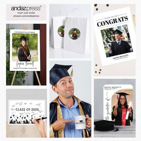Andaz Press Modern Personalized Graduation Card Box 2025,10x10x10-Inches Custom Graduation Money Box, Large Grad Card Box With Photo, Class Of 2025 Box For Graduation Cards, Printed in the USA in Saudi Arabia