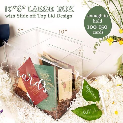 Jupdec Gold Card Card Card مرآة الأكريليك 10 "× 10" × 6 "مع فتحة للاستقبال ، وهدايا مربع تخزين بطاقات DIY كبيرة ، والهدايا التذكارية ، والتبرعات ، وحامل البطاقات ، التخرج من حفلات عيد ميلاد الأطفال in Saudi Arabia