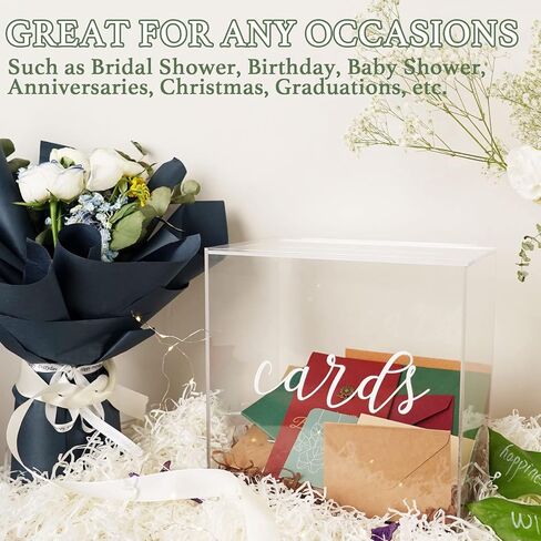 Jupdec Gold Card Card Card مرآة الأكريليك 10 "× 10" × 6 "مع فتحة للاستقبال ، وهدايا مربع تخزين بطاقات DIY كبيرة ، والهدايا التذكارية ، والتبرعات ، وحامل البطاقات ، التخرج من حفلات عيد ميلاد الأطفال in Saudi Arabia