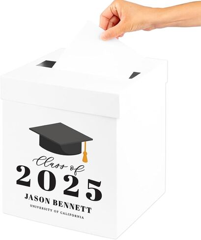 Andaz Press Modern Personalized Graduation Card Box 2025,10x10x10-Inches Custom Graduation Money Box, Large Grad Card Box With Photo, Class Of 2025 Box For Graduation Cards, Printed in the USA in Saudi Arabia