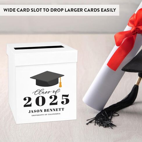 Andaz Press Modern Personalized Graduation Card Box 2025,10x10x10-Inches Custom Graduation Money Box, Large Grad Card Box With Photo, Class Of 2025 Box For Graduation Cards, Printed in the USA in Saudi Arabia