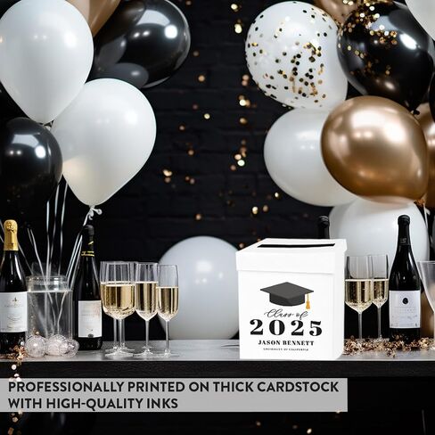 Andaz Press Modern Personalized Graduation Card Box 2025,10x10x10-Inches Custom Graduation Money Box, Large Grad Card Box With Photo, Class Of 2025 Box For Graduation Cards, Printed in the USA in Saudi Arabia