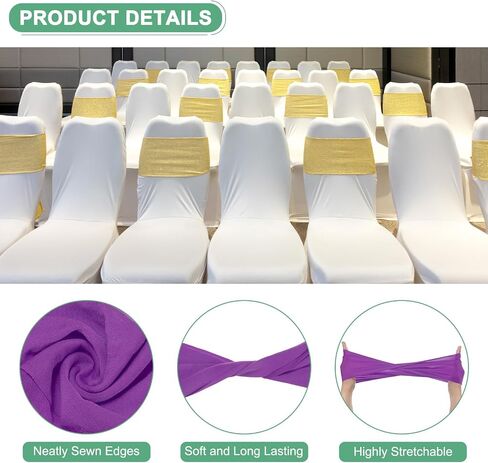 50-Pack Grass Green Polyester Spandex Chair Sashes, Stretchable Chair Bands for Wedding/Banquet/Party/Ceremony Event Decoration in Saudi Arabia