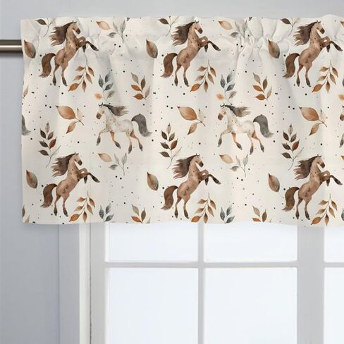 Unisex Farm Animals Cow Chicken Horse Nursery Short Curtain Valance with Rod Pocket for Boys Girls Kids Toddlers Bedroom Living Room Window Decor-18x54 in Kuwait