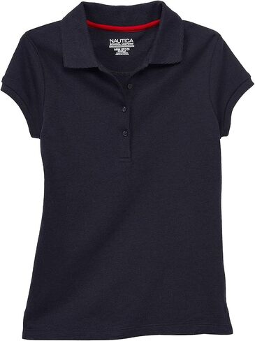 Nautica Girls 7-16 Polo Short Sleeve مع Picot Trim Summer Navy M (8/10) in Saudi Arabia