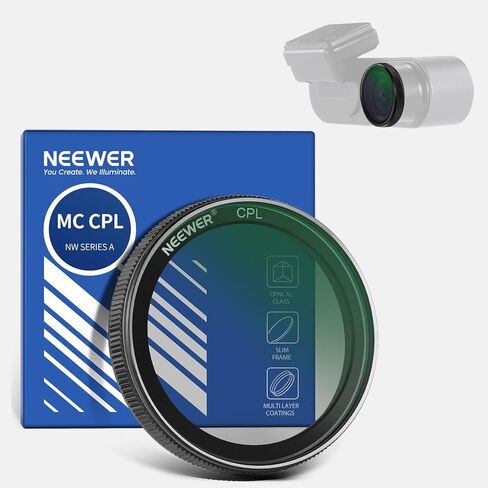 Neewer 40mm CPL Filter متوافق مع Vantrue N4 Pro N5 E1 E1 E2 E3 E1 Lite S1 Pro N2X Dash Cam ، مرشح استقطاب دائري للغاية ، تقليل الوهج/الانعكاس ، يعزز التباين in Kuwait