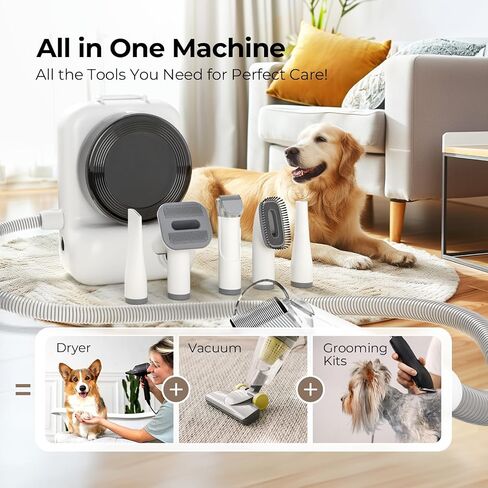 Dog Grooming Vacuum and Dryer, Pet Grooming Vacuum for Dogs with 3 Liter Canister, 15000Pa Suction Dog Vacuum for Shedding Grooming, Extra Space for Storage for 5 Grooming Kits in Saudi Arabia