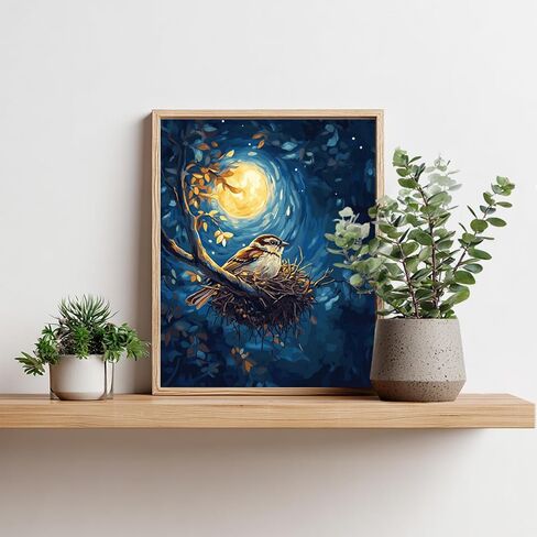 ARNLRDYA White Feather Owl Paint by Numbers Kit for Adults Beginner, Van Gogh Starry Night Paint by Numbers, Owl Standing on a Rock Acrylic Paints Oil Painting for Home Decor(16×20inch, No Frame) in Kuwait