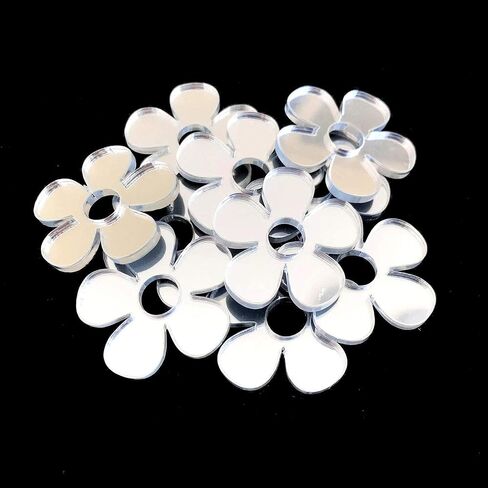 Super Cool Creations Daisy Shaped Crafting Mirrors, Set of 10, Many Colours, Shatterproof Acrylic, Silver Mirror, Pack of 10 x 5cm in Saudi Arabia