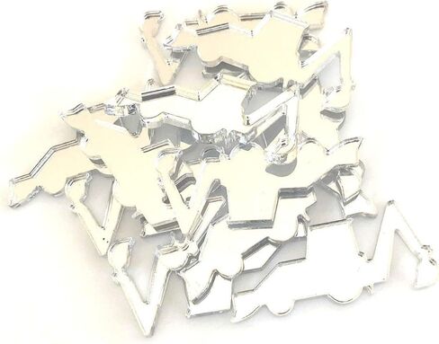 Super Cool Creations Digger JCB Shaped Crafting Mirrors, Set of 10, Many Colours, Shatterproof Acrylic, Silver Mirror, Pack of 10 x 5cm in Saudi Arabia