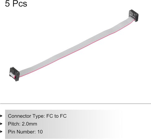 MECCANIXITY IDC 6Pin Flat Ribbon Cable, 2.0mm Pitch FC to FC Connector 20cm Length Grey Jumper Wire for Computer LED Display DVD, 5Pcs in Saudi Arabia