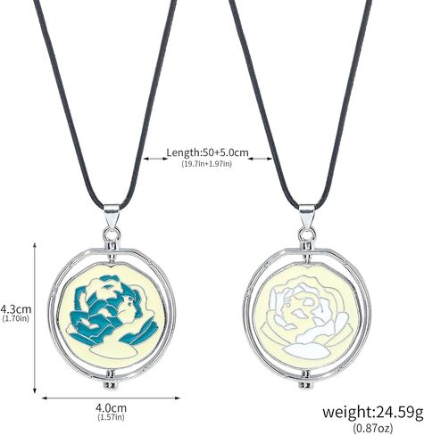 SONGCHANGJEWELRY Elegant Arcane Rose Pendant Necklace - Flip over design with delicately carved flowers - Gift to Witness Love and Friendship in Saudi Arabia