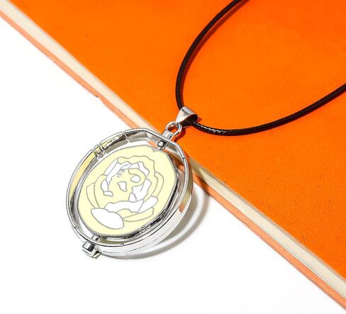 SONGCHANGJEWELRY Elegant Arcane Rose Pendant Necklace - Flip over design with delicately carved flowers - Gift to Witness Love and Friendship in Saudi Arabia