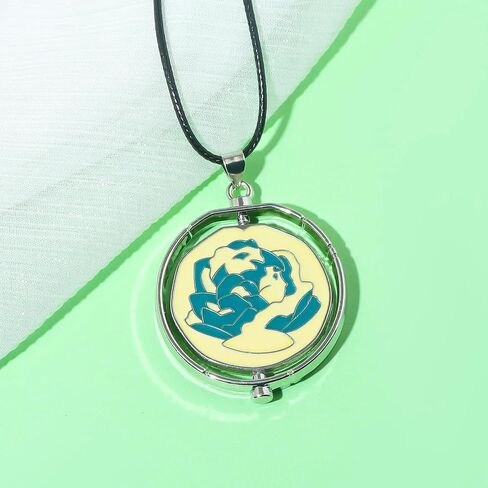 SONGCHANGJEWELRY Elegant Arcane Rose Pendant Necklace - Flip over design with delicately carved flowers - Gift to Witness Love and Friendship in Saudi Arabia