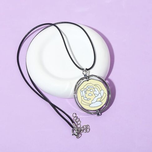 SONGCHANGJEWELRY Elegant Arcane Rose Pendant Necklace - Flip over design with delicately carved flowers - Gift to Witness Love and Friendship in Saudi Arabia