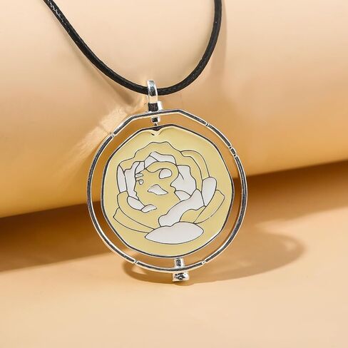 SONGCHANGJEWELRY Elegant Arcane Rose Pendant Necklace - Flip over design with delicately carved flowers - Gift to Witness Love and Friendship in Saudi Arabia