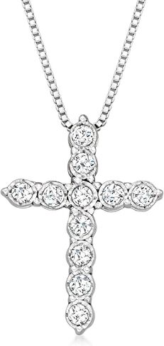 Ross-Simons 0.25 ct. t.w. Diamond Cross Pendant Necklace in Sterling Silver in Saudi Arabia