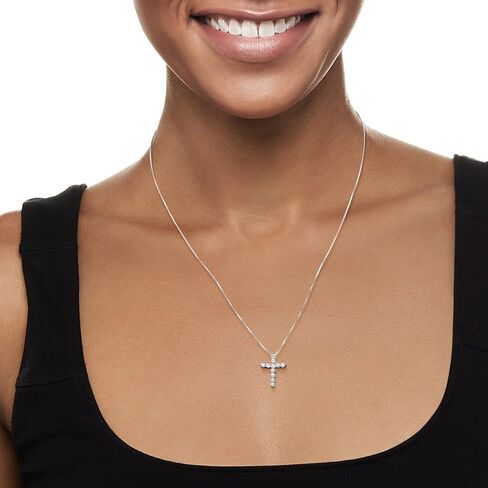 Ross-Simons 0.25 ct. t.w. Diamond Cross Pendant Necklace in Sterling Silver in Saudi Arabia