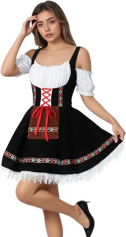 yolsun Oktoberfest Costume for Women, Bavarian Dirndl Costume Adult Off Shoulder German Beer Festival Dress Up Halloween in Saudi Arabia