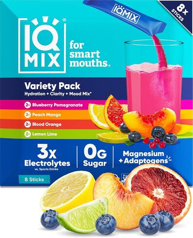 IQMIX Sugar Free Electrolytes Powder Packets - Hydration Supplement Drink Mix with Keto Electrolytes, Lions Mane, Magnesium L-Threonate, and Potassium Citrate - Peach Mango (20 Count) in Saudi Arabia