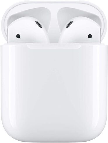 سماعات أذن لاسلكية Apple AirPods (الجيل الثاني) + حقيبة شحن Lightning + كابل Lightning إلى USB + ضمان محدود لمدة عام in Kuwait