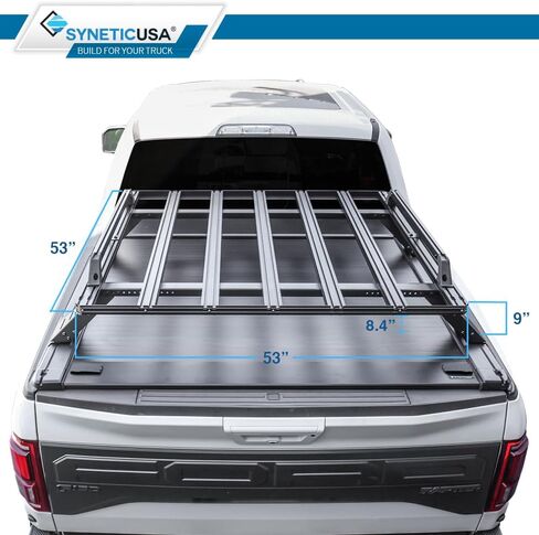 Syneticusa MR غطاء Tonneau الصلب القابل للسحب مع منصة شحن التخزين رف 2022-2025 TUNDRA 5'6 "(66.7") سرير شاحنة مقاومة للماء على الطريق in Kuwait
