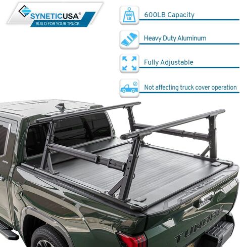 Syneticusa MR غطاء Tonneau الصلب القابل للسحب مع منصة شحن التخزين رف 2022-2025 TUNDRA 5'6 "(66.7") سرير شاحنة مقاومة للماء على الطريق in Kuwait