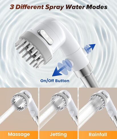 Dog Shower Attachment with 9.84ft Hose, Pet Shower Set for Convenient Dog Bath, 3-mode Handheld Dog Shower Head, Dog Shower Sprayer Attachment Set with Diverter Valve, No Drill Hook, Pet Bathing Tool in Saudi Arabia