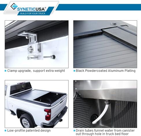 Syneticusa AR Automatic Retract Tonneau Cover with Storage Cargo Platform Rack Fits 2020-2024 Silverado/Sierra 2500 HD/3500 HD 6'8" 82.2 in Truck Bed Retractable in Saudi Arabia
