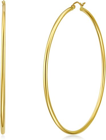 14k REAL Yellow Gold 2mm Thickness Hinged Hoop Earrings (55 x 55 mm) in Saudi Arabia