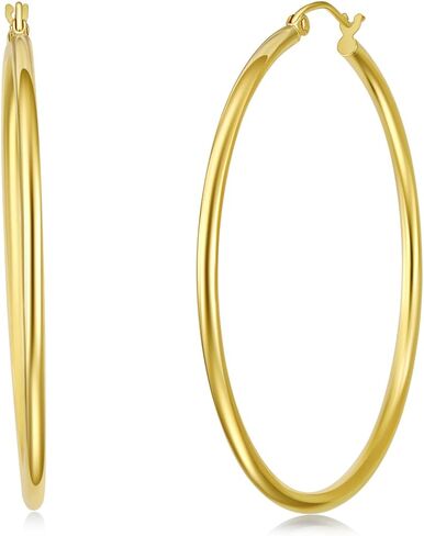 14k REAL Yellow Gold 2mm Thickness Hinged Hoop Earrings (55 x 55 mm) in Saudi Arabia