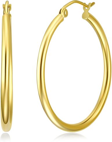 14k REAL Yellow Gold 2mm Thickness Hinged Hoop Earrings (55 x 55 mm) in Saudi Arabia