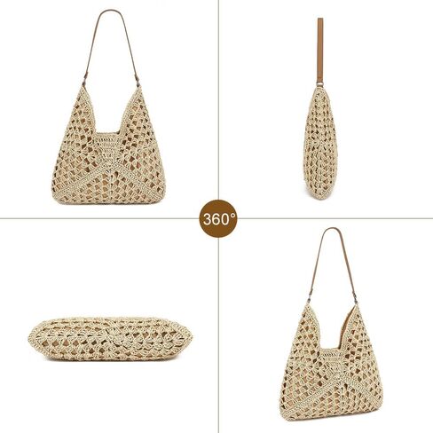 حقيبة حمل شاطئ Straw للنساء Raffia Crochet Pres in Kuwait