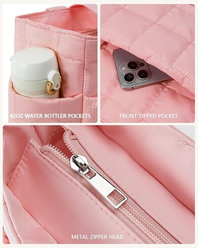 HKCLUF Quilted Puffer Tote Bag for Women 20L Lightweight Waterproof Large Work Travel Gym Tote Bag with Laptop Compartment in Kuwait