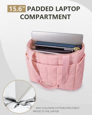 HKCLUF Quilted Puffer Tote Bag for Women 20L Lightweight Waterproof Large Work Travel Gym Tote Bag with Laptop Compartment in Kuwait