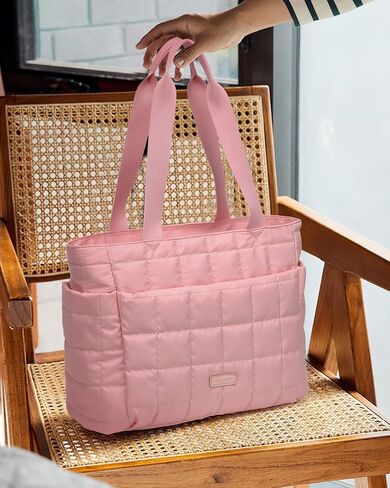 HKCLUF Quilted Puffer Tote Bag for Women 20L Lightweight Waterproof Large Work Travel Gym Tote Bag with Laptop Compartment in Kuwait