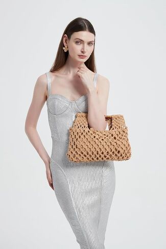 نساء القش المنسوجة شبكة اليد حقيبة يد الخيزر in Kuwait