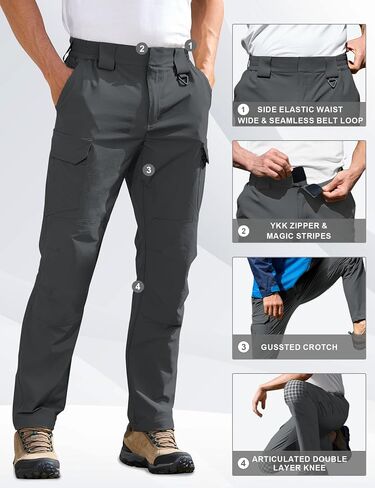 MOURCE Men's Lightweight Hiking Pants Quick Dry - Water Resistant Outdoor Cargo Pants for Men 7 Pockets in Kuwait