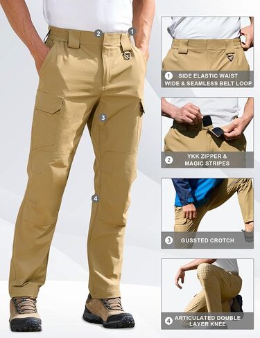 MOURCE Men's Lightweight Hiking Pants Quick Dry - Water Resistant Outdoor Cargo Pants for Men 7 Pockets in Kuwait